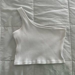 one shoulder cropped tank top